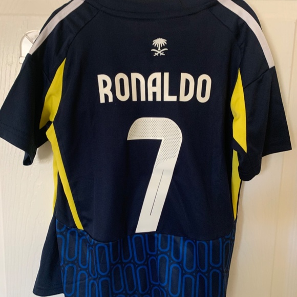 Adidas Ronaldo 24/25 Al Nassr Away Jersey Set Kids Size Extra Small - Picture 2 of 8